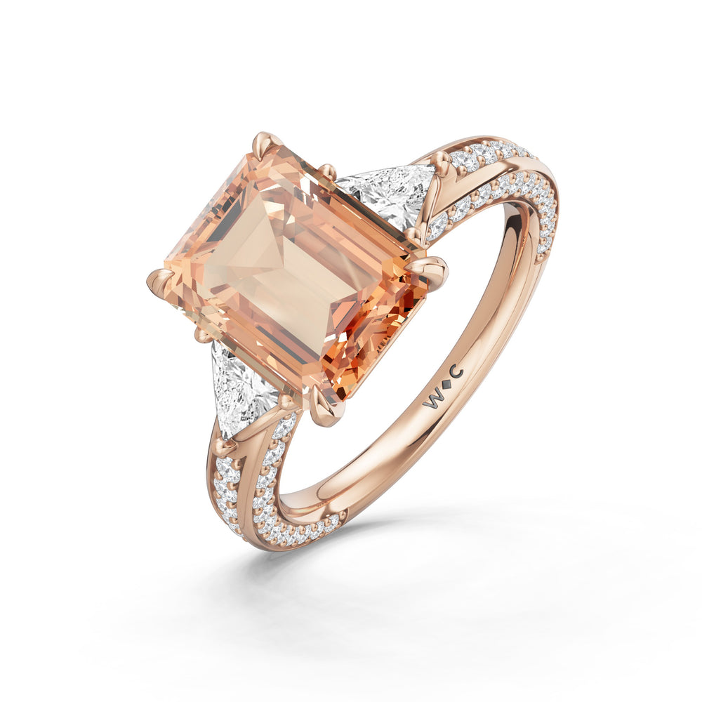 The Viridienne Ring with 10X8 MM Cut Diamond in 14KT Rose Gold view 3
