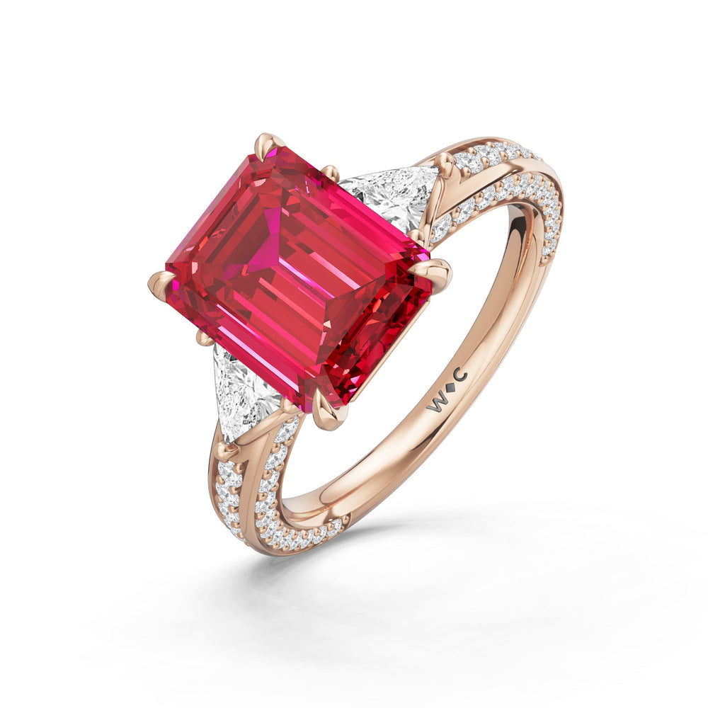 The Viridienne Ring with Created Ruby Cut Diamond in 14KT Rose Gold view 3
