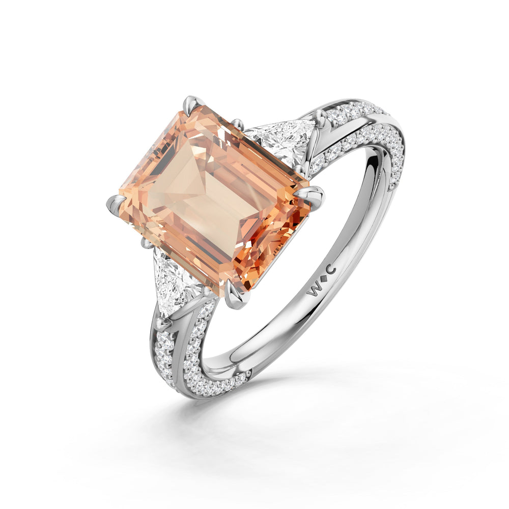 The Viridienne Ring with Created Morganite Cut Diamond in 14KT Platinum view 3
