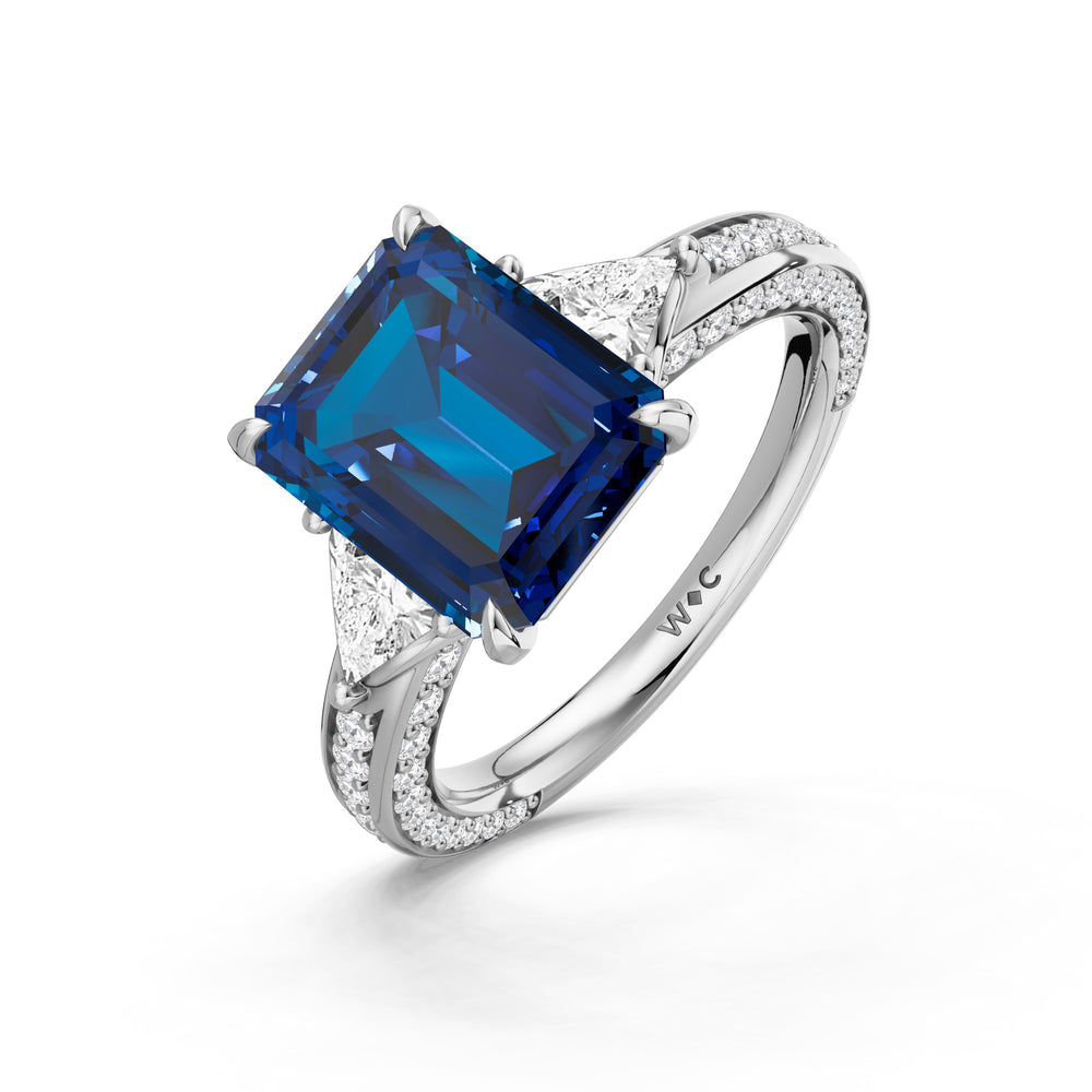 The Viridienne Ring with 10X8 MM Cut Diamond in 14KT Platinum view 3
