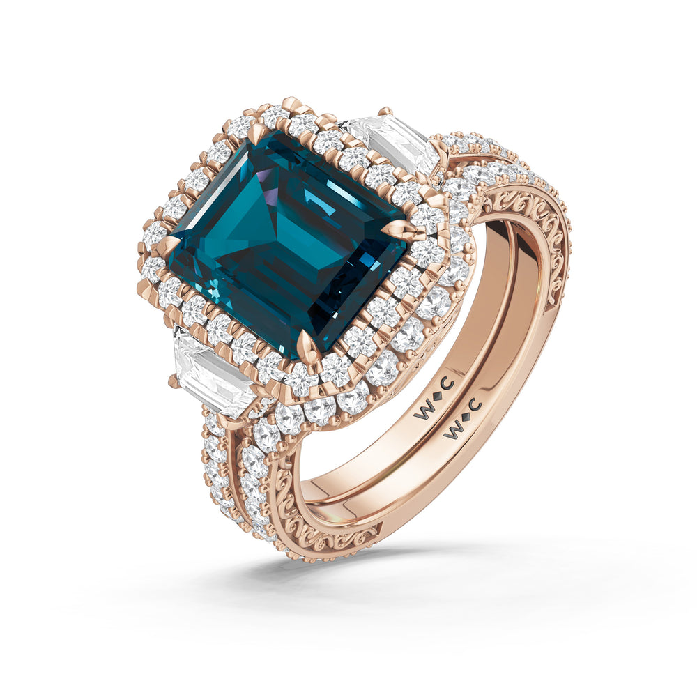 The Nocturne Ring with Created London Blue Topaz Cut Diamond in 14KT Rose Gold view 4
