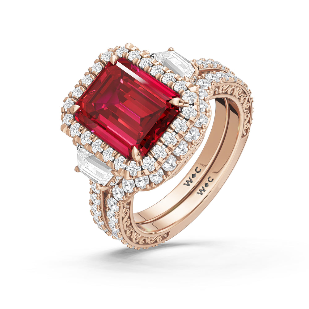 The Nocturne Ring with Created Ruby Cut Diamond in 14KT Rose Gold view 4
