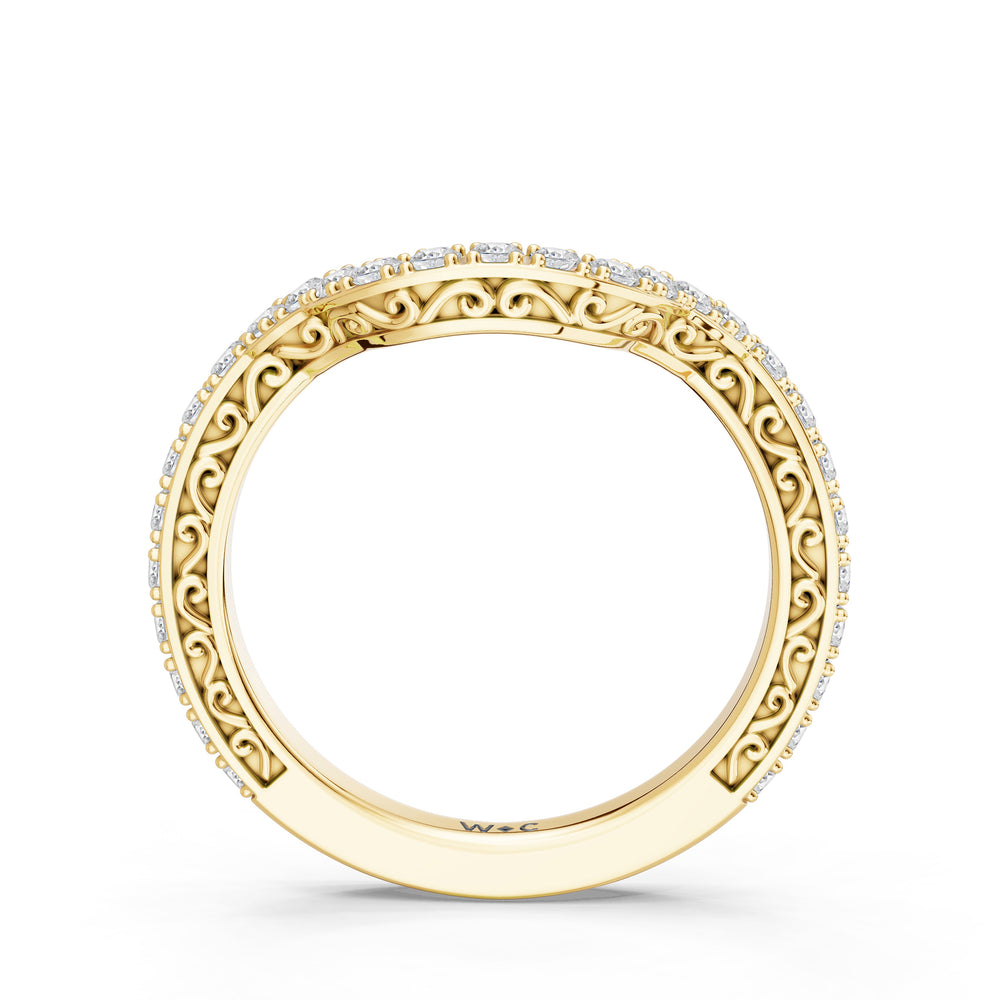 The Nocturne Diamond Wedding Band with Created Blue Sapphire Cut Diamond in 14KT Yellow Gold view 2
