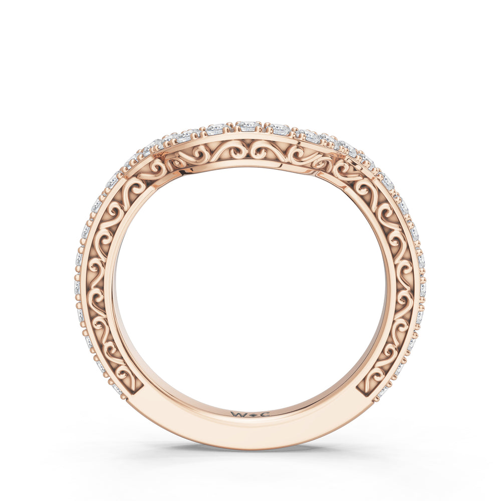 The Nocturne Diamond Wedding Band with Created Emerald Cut Diamond in 14KT Rose Gold view 2
