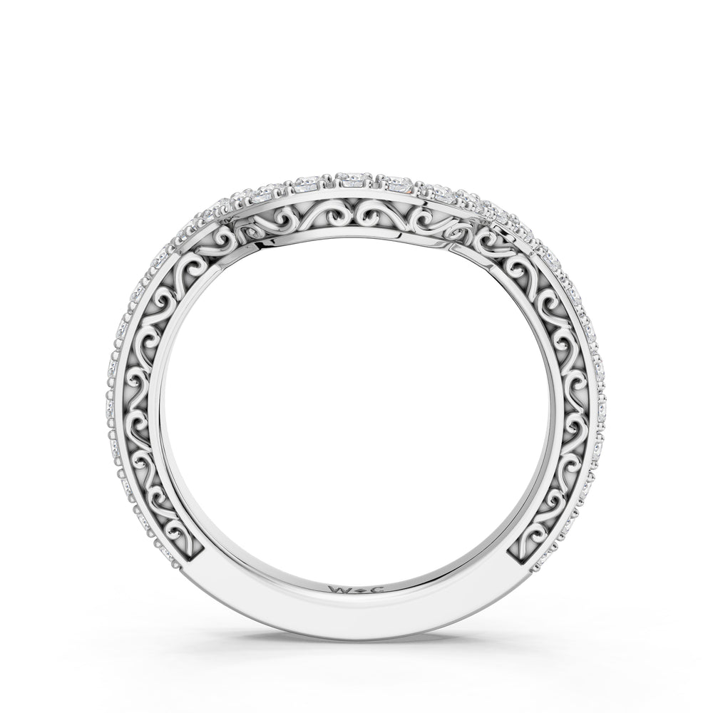 The Nocturne Diamond Wedding Band with Created Blue Sapphire Cut Diamond in 14KT Platinum view 2
