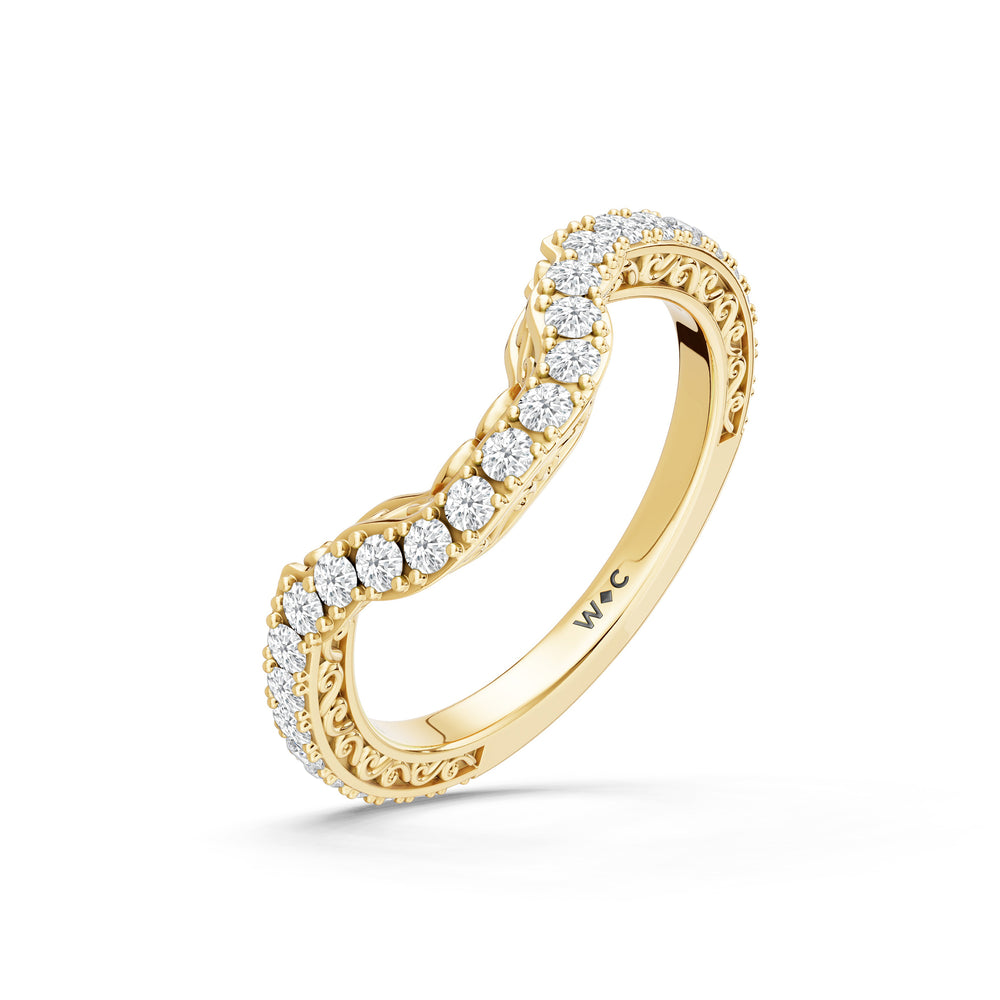 The Nocturne Diamond Wedding Band with Created Morganite Cut Diamond in 14KT Yellow Gold view 4
