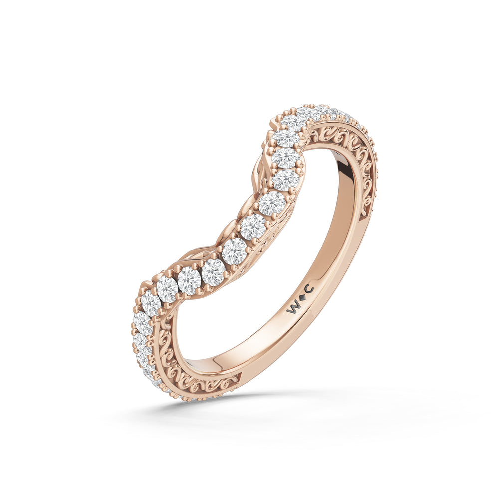 The Nocturne Diamond Wedding Band with Created Emerald Cut Diamond in 14KT Rose Gold view 4
