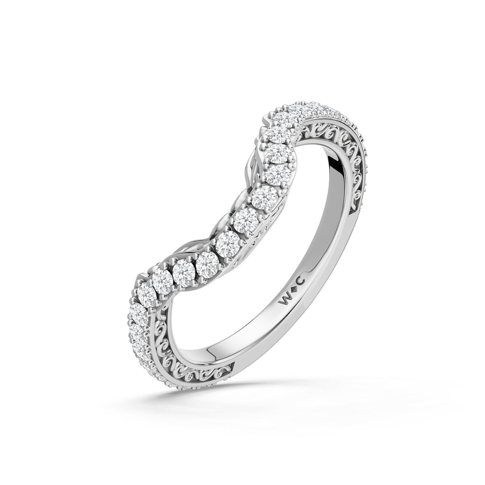 The Nocturne Diamond Wedding Band with Created Blue Sapphire Cut Diamond in 14KT Platinum view 4
