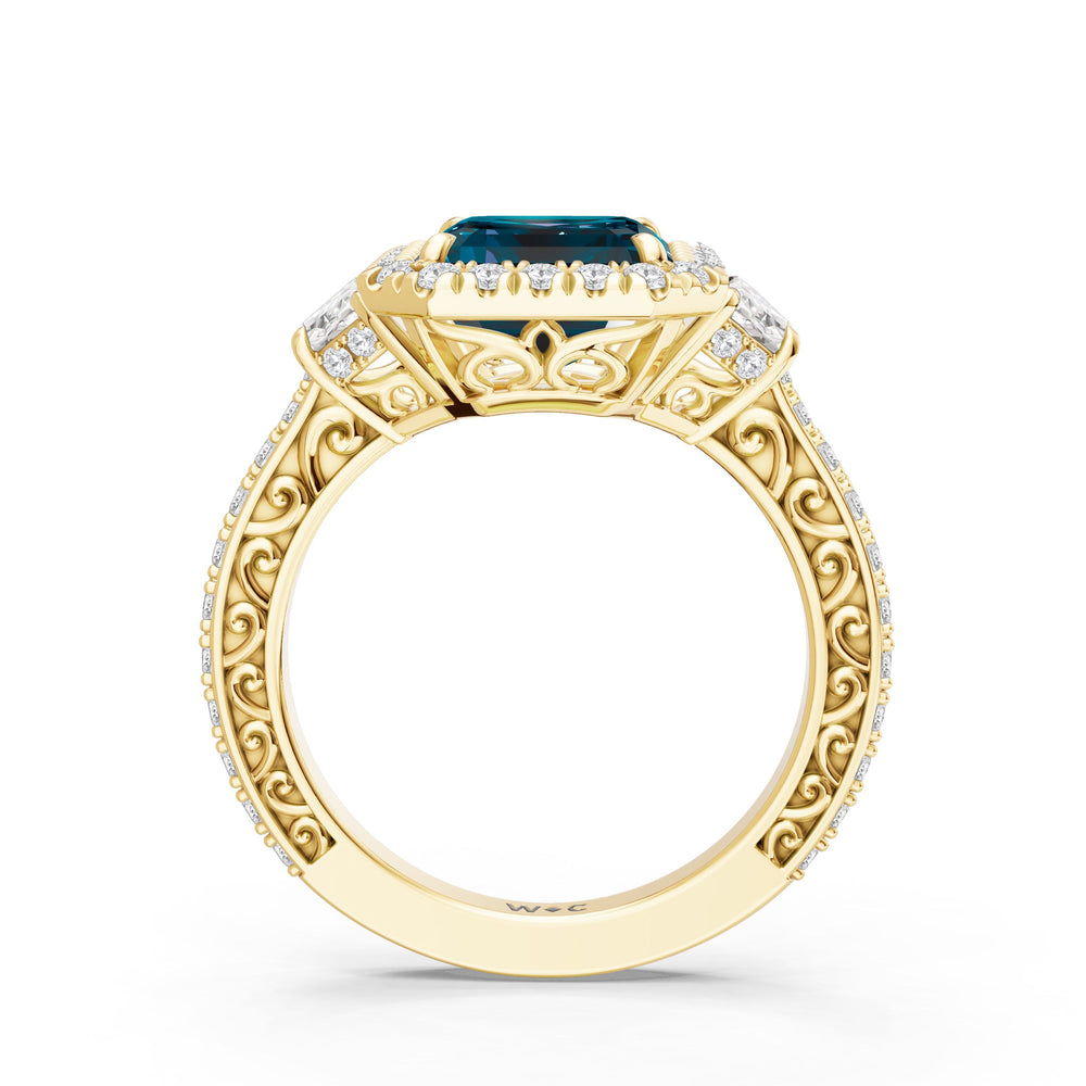 The Nocturne Ring with Created London Blue Topaz Cut Diamond in 14KT Yellow Gold view 2
