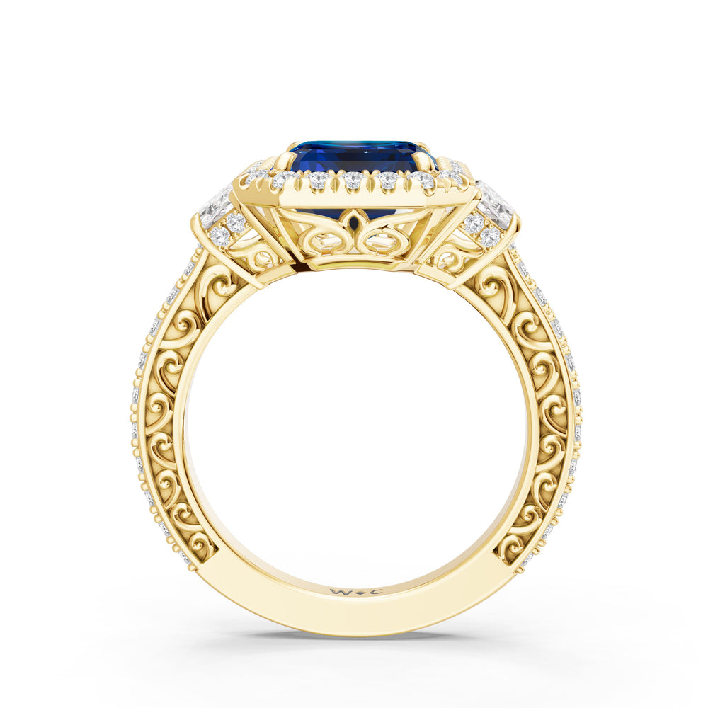 The Nocturne Ring with 10X8 MM Cut Diamond in 14KT Yellow Gold view 2
