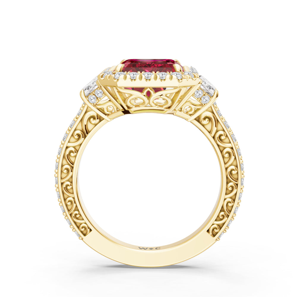 The Nocturne Ring with 10X8 MM Cut Diamond in 14KT Yellow Gold view 2
