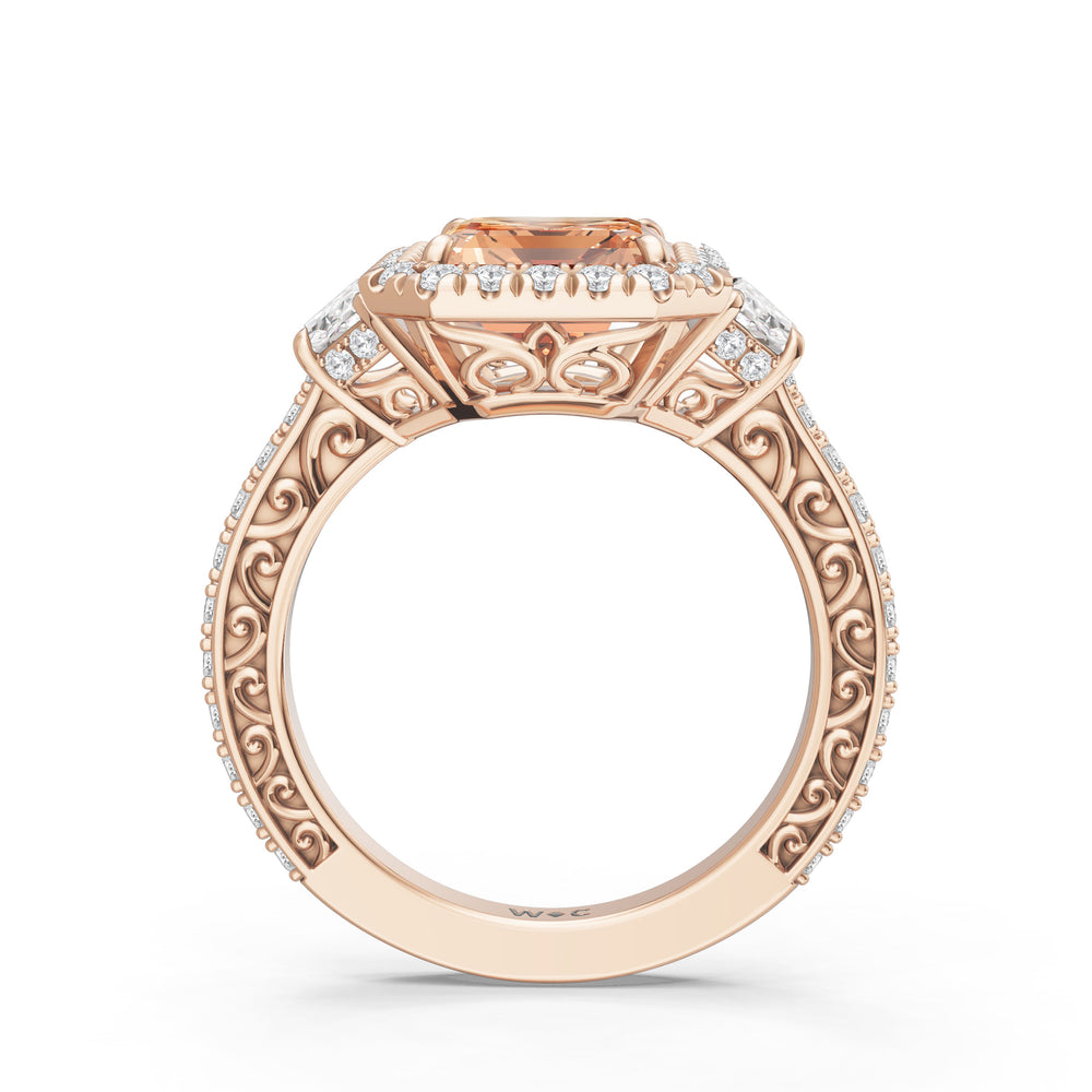 The Nocturne Ring with 10X8 MM Cut Diamond in 14KT Rose Gold view 2
