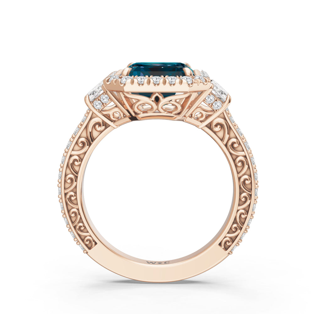 The Nocturne Ring with Created London Blue Topaz Cut Diamond in 14KT Rose Gold view 2
