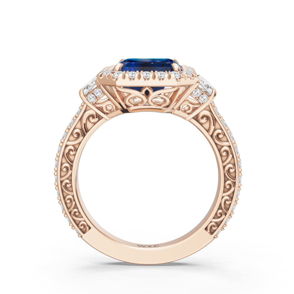 The Nocturne Ring with 10X8 MM Cut Diamond in 14KT Rose Gold view 2
