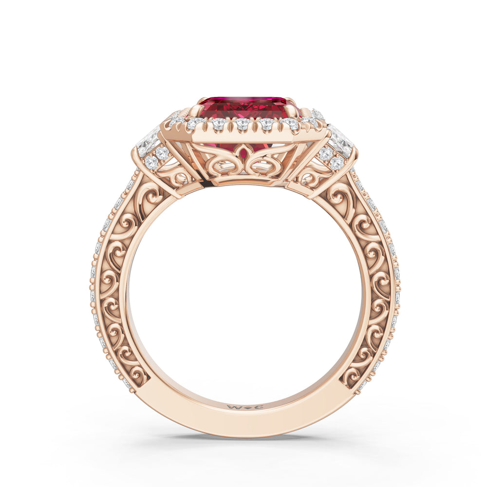The Nocturne Ring with 10X8 MM Cut Diamond in 14KT Rose Gold view 2
