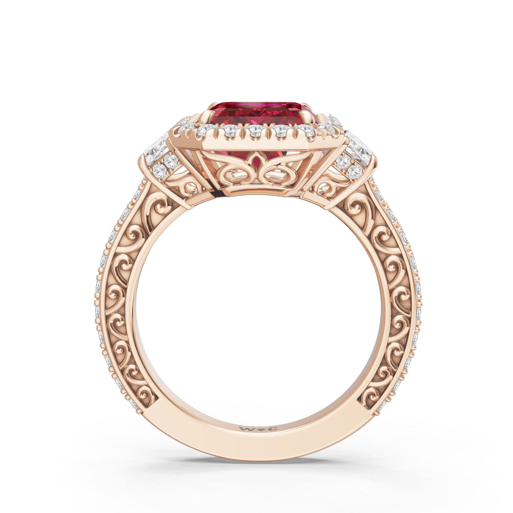 The Nocturne Ring with Created Ruby Cut Diamond in 14KT Rose Gold view 2
