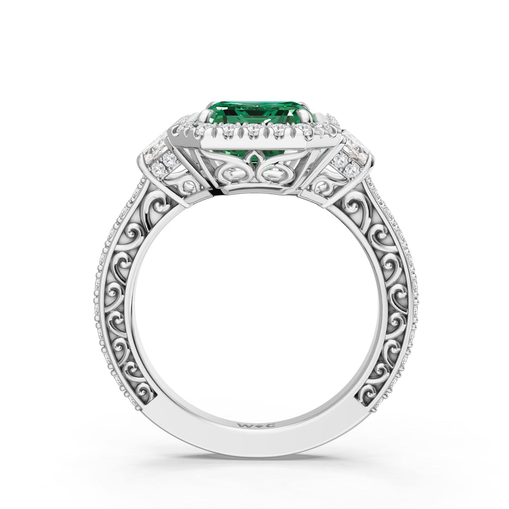 The Nocturne Ring with Created Emerald Cut Diamond in 14KT Platinum view 2
