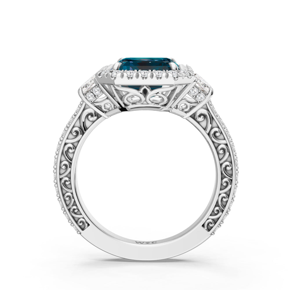 The Nocturne Ring with Created London Blue Topaz Cut Diamond in 14KT Platinum view 2
