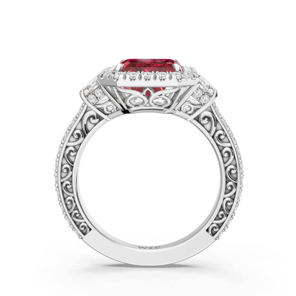 The Nocturne Ring with Created Ruby Cut Diamond in 14KT Platinum view 2

