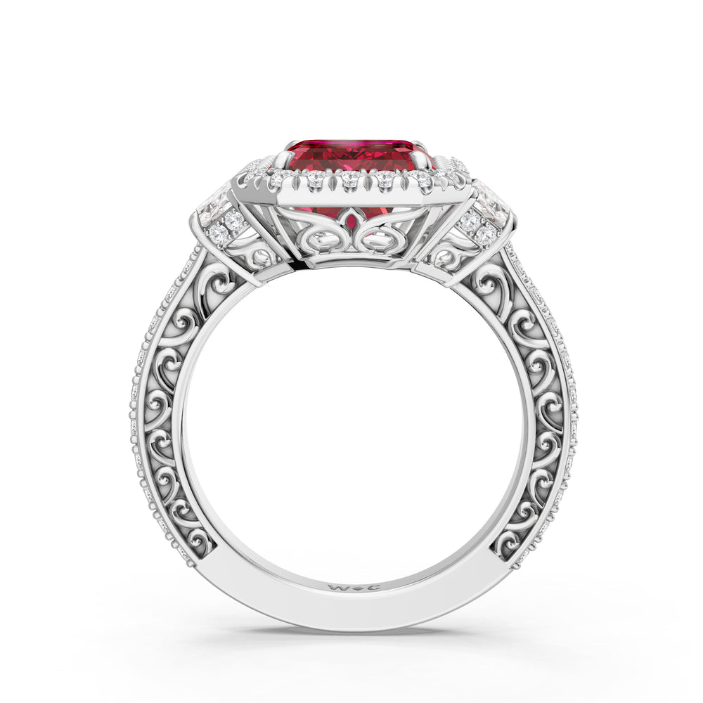 The Nocturne Ring with 10X8 MM Cut Diamond in 14KT Platinum view 2
