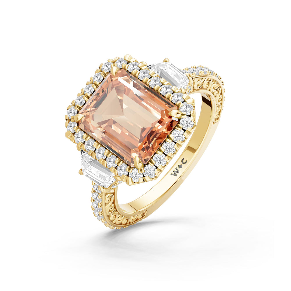 The Nocturne Ring with Created Morganite Cut Diamond in 14KT Yellow Gold view 3
