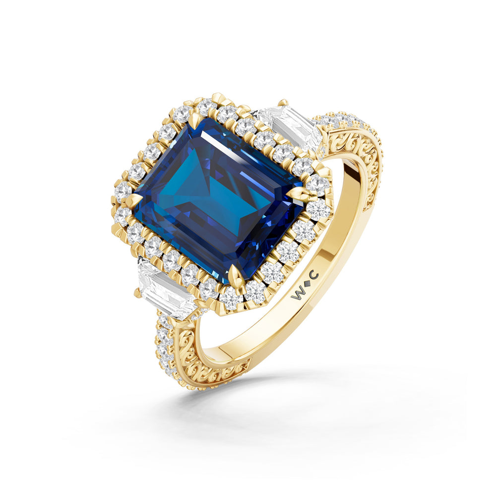 The Nocturne Ring with 10X8 MM Cut Diamond in 14KT Yellow Gold view 3
