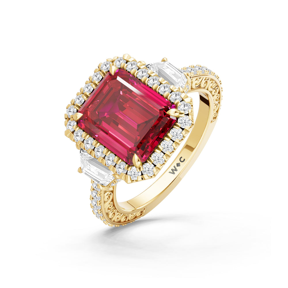 The Nocturne Ring with 10X8 MM Cut Diamond in 14KT Yellow Gold view 3

