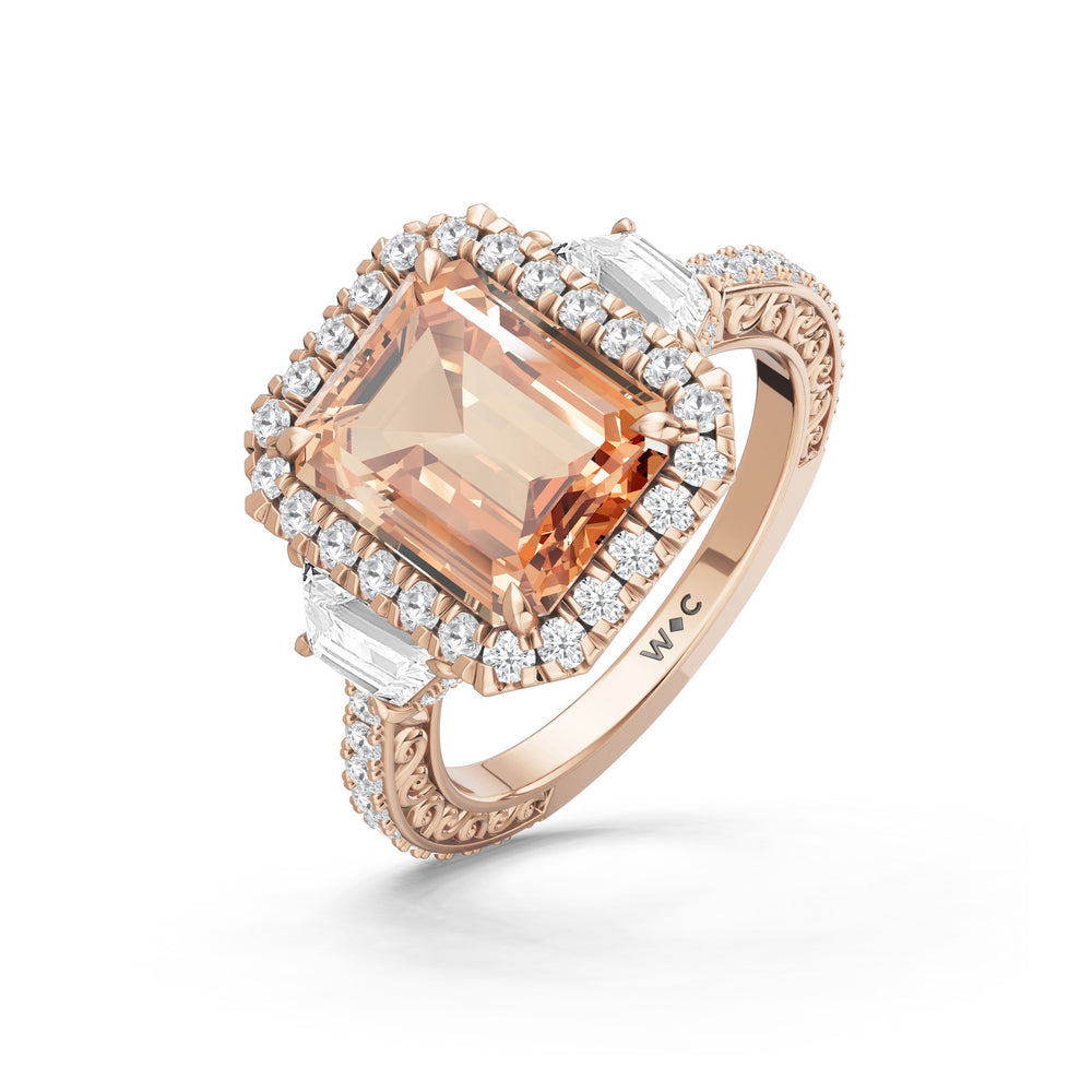 The Nocturne Ring with 10X8 MM Cut Diamond in 14KT Rose Gold view 3
