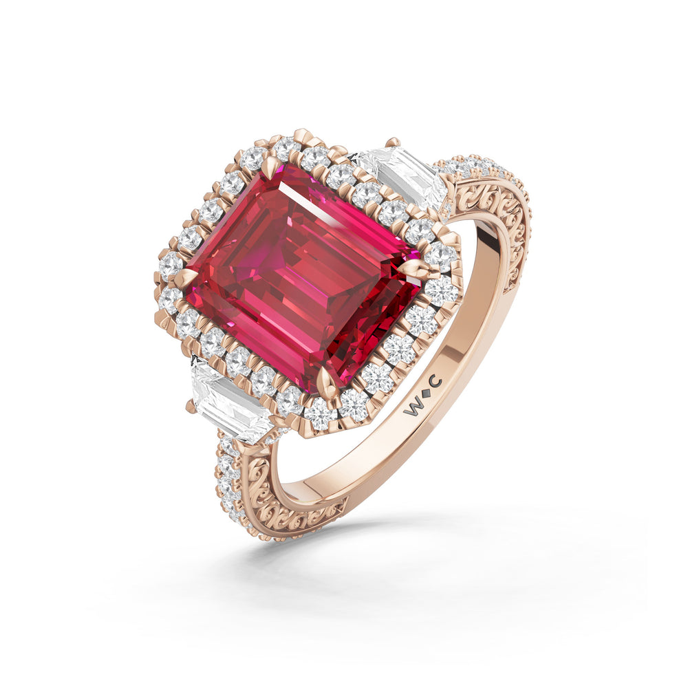 The Nocturne Ring with 10X8 MM Cut Diamond in 14KT Rose Gold view 3
