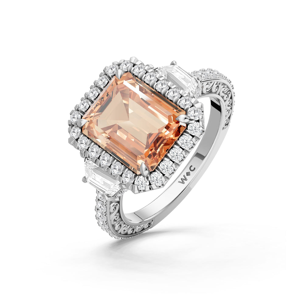 The Nocturne Ring with Created Morganite Cut Diamond in 14KT Platinum view 3
