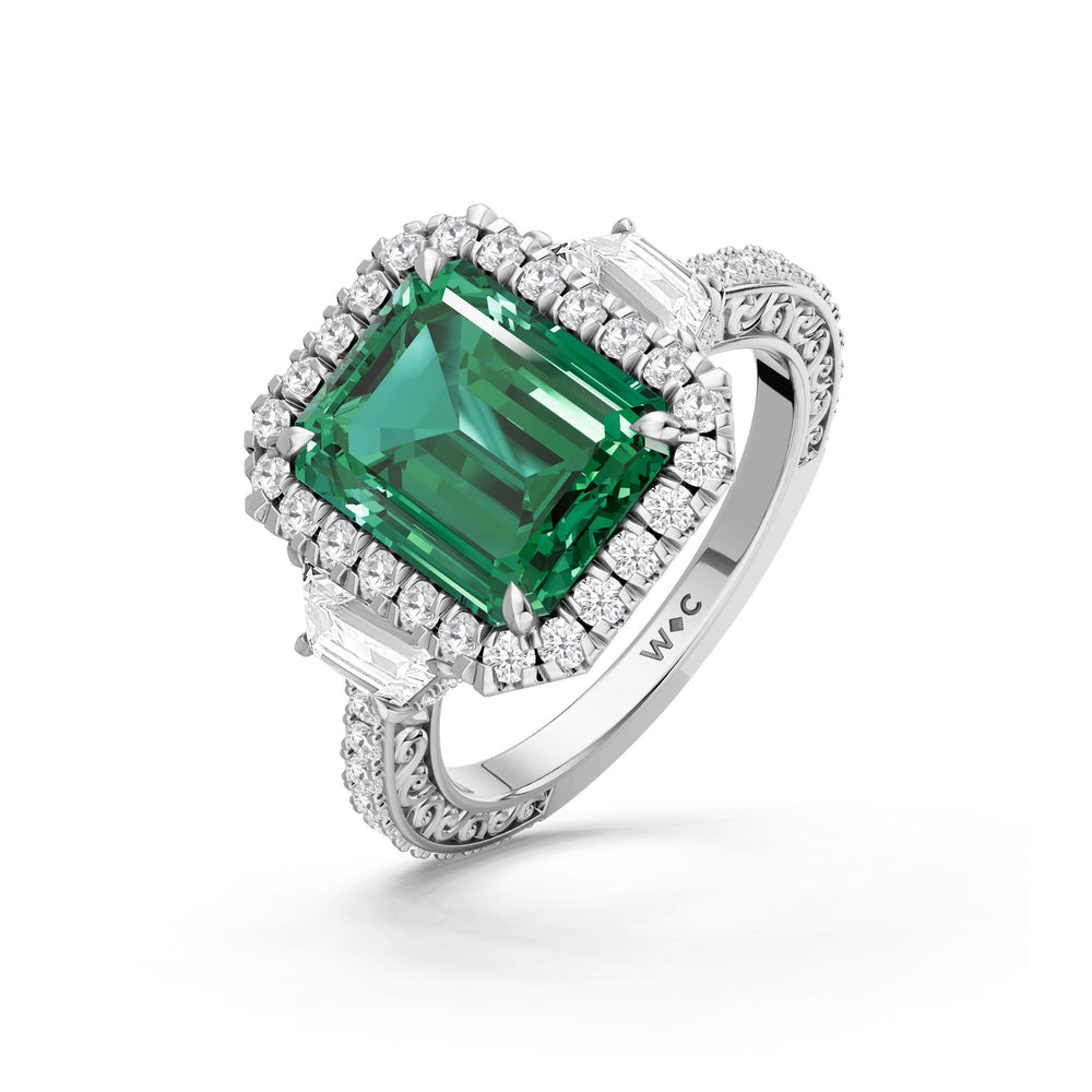 The Nocturne Ring with 10X8 MM Cut Diamond in 14KT Platinum view 3
