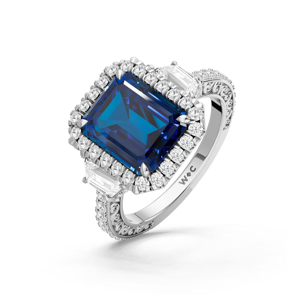 The Nocturne Ring with 10X8 MM Cut Diamond in 14KT Platinum view 3

