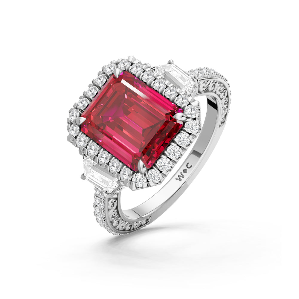 The Nocturne Ring with 10X8 MM Cut Diamond in 14KT Platinum view 3

