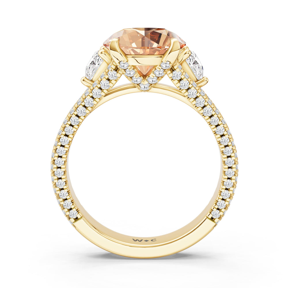 The Indigo Ring with Created Morganite Cut Diamond in 14KT Yellow Gold view 2
