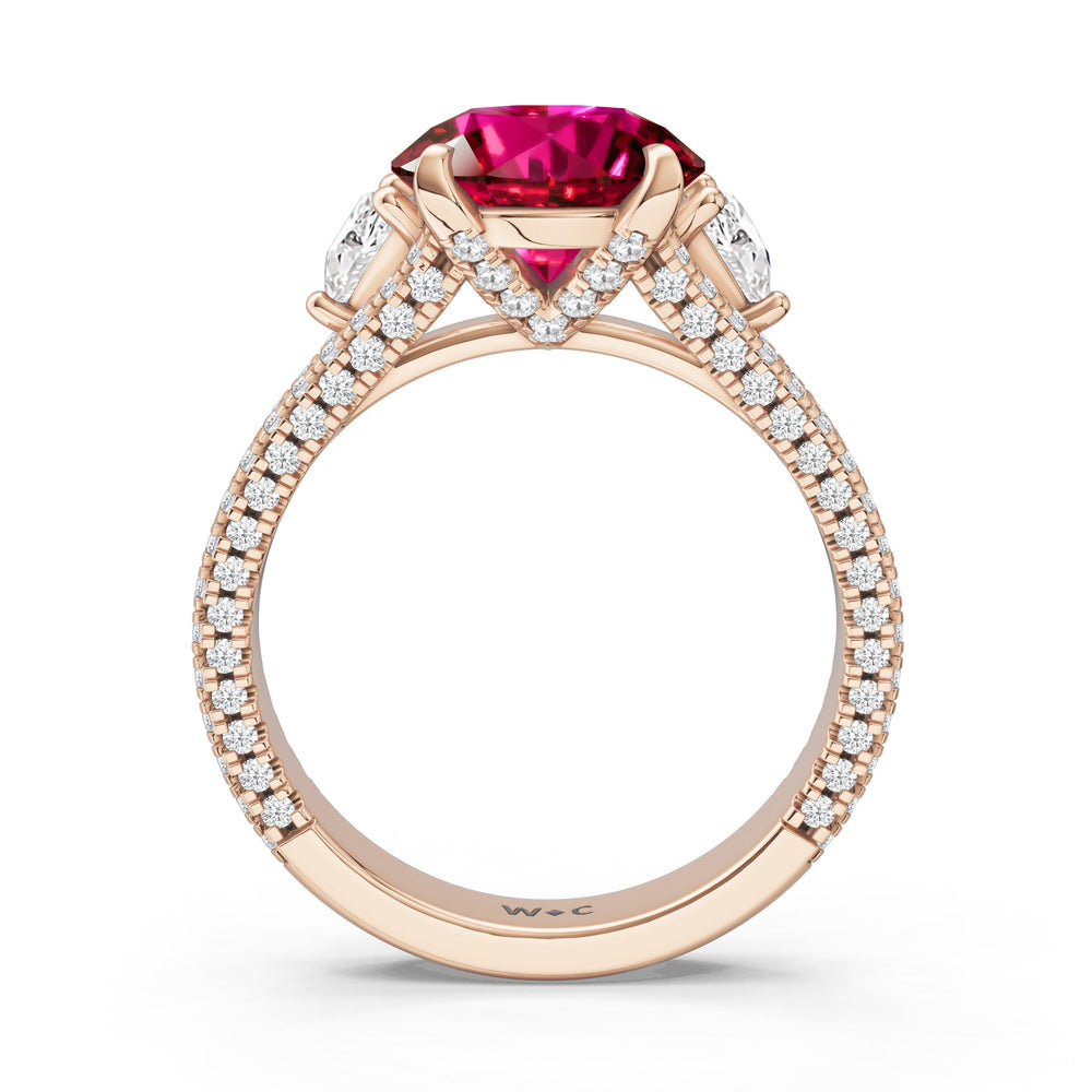 The Indigo Ring with Created Ruby Cut Diamond in 14KT Rose Gold view 2
