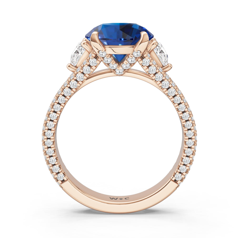 The Indigo Ring with Created Blue Sapphire Cut Diamond in 14KT Rose Gold view 2
