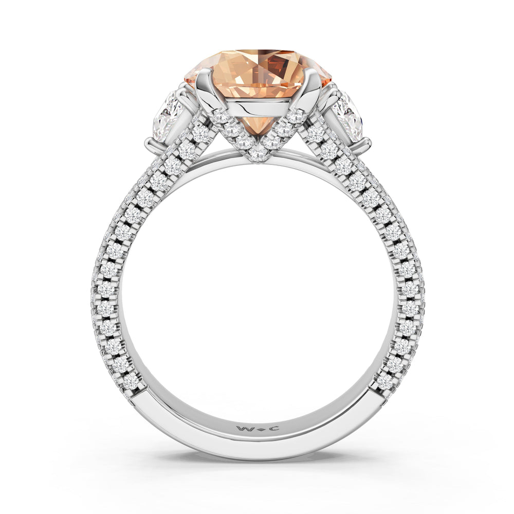 The Indigo Ring with Created Morganite Cut Diamond in 14KT Platinum view 2

