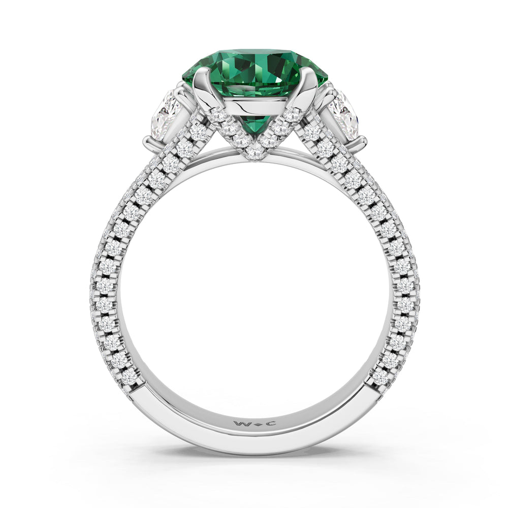 The Indigo Ring with Created Emerald Cut Diamond in 14KT Platinum view 2
