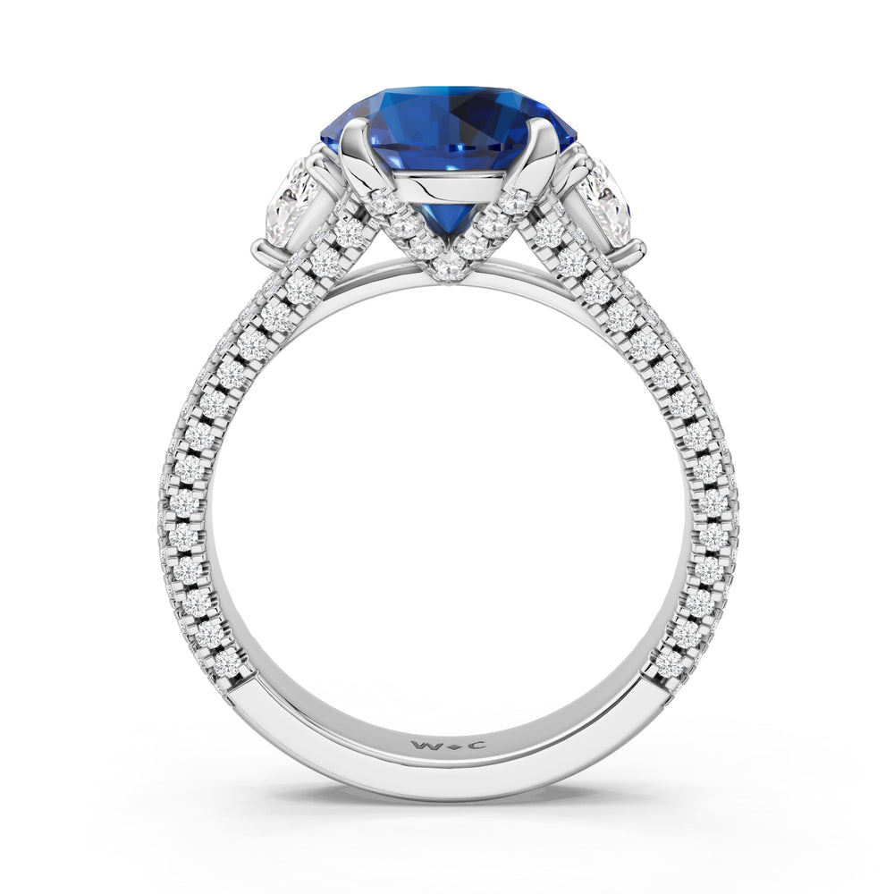 The Indigo Ring with Created Blue Sapphire Cut Diamond in 14KT Platinum view 2
