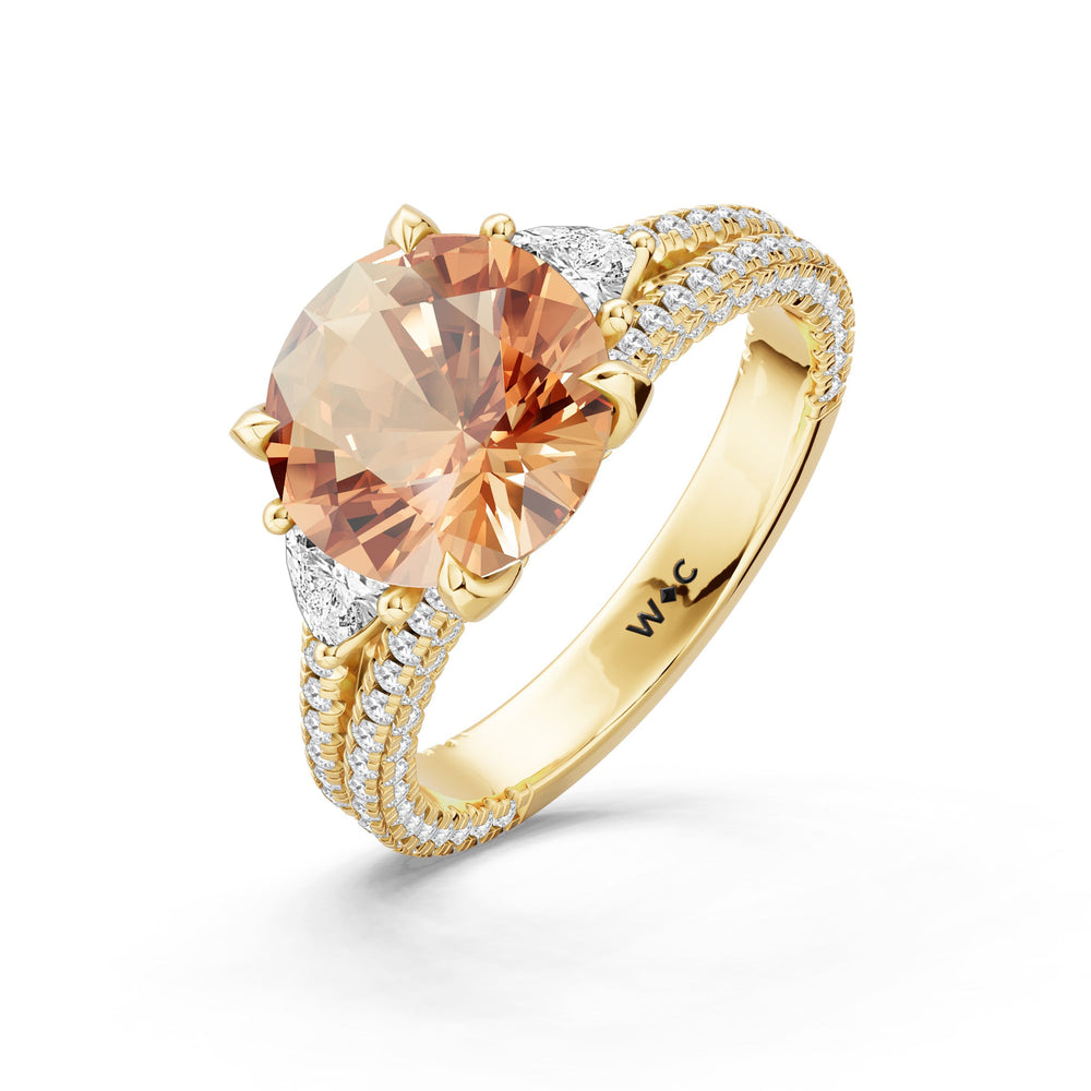 The Indigo Ring with Created Morganite Cut Diamond in 14KT Yellow Gold view 3
