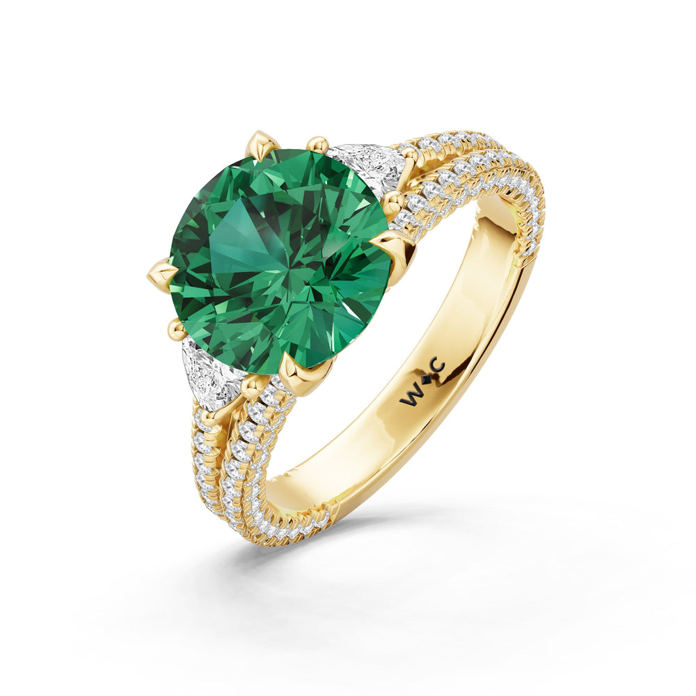 The Indigo Ring with Created Emerald Cut Diamond in 14KT Yellow Gold view 3
