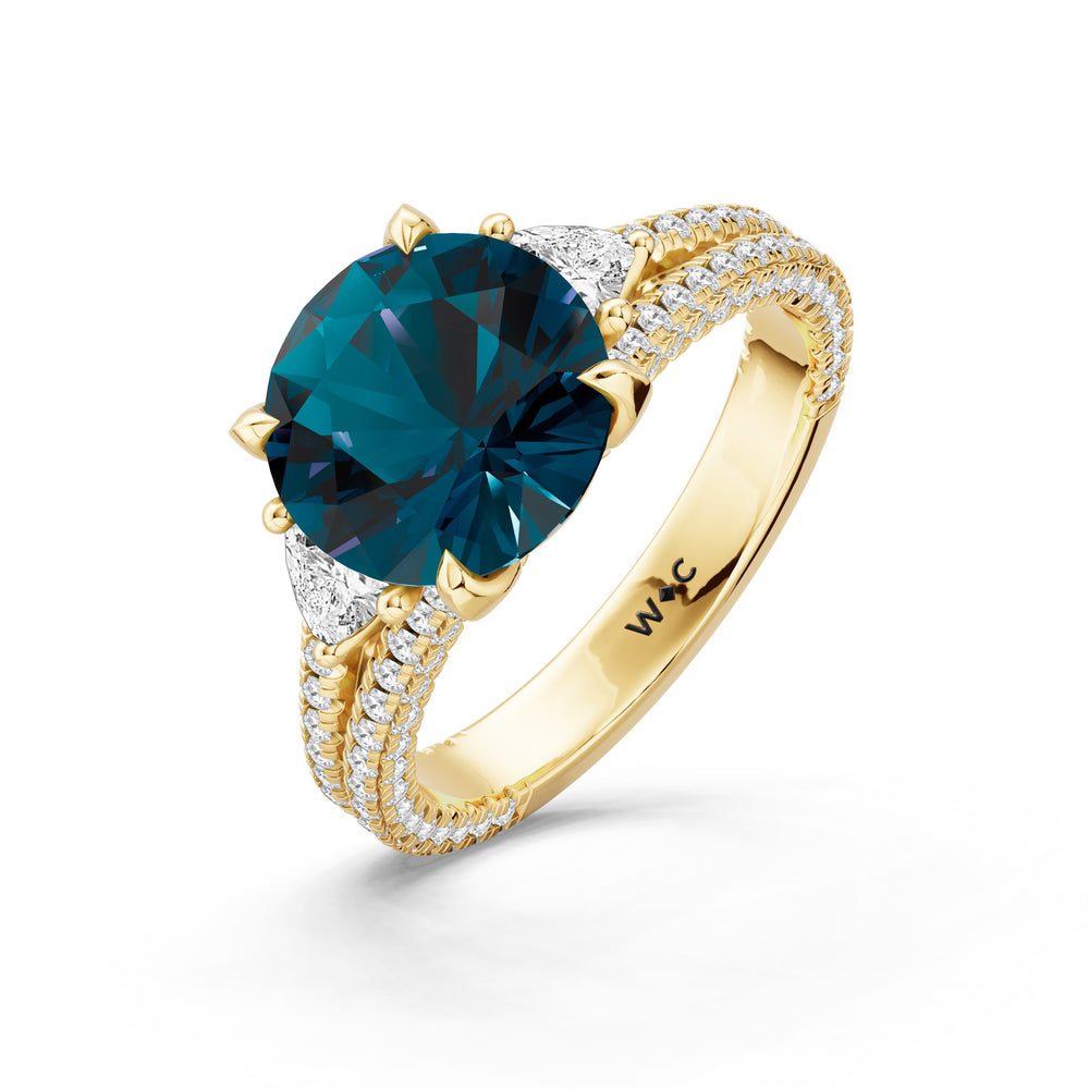 The Indigo Ring with 9X9 MM Cut Diamond in 14KT Yellow Gold view 3

