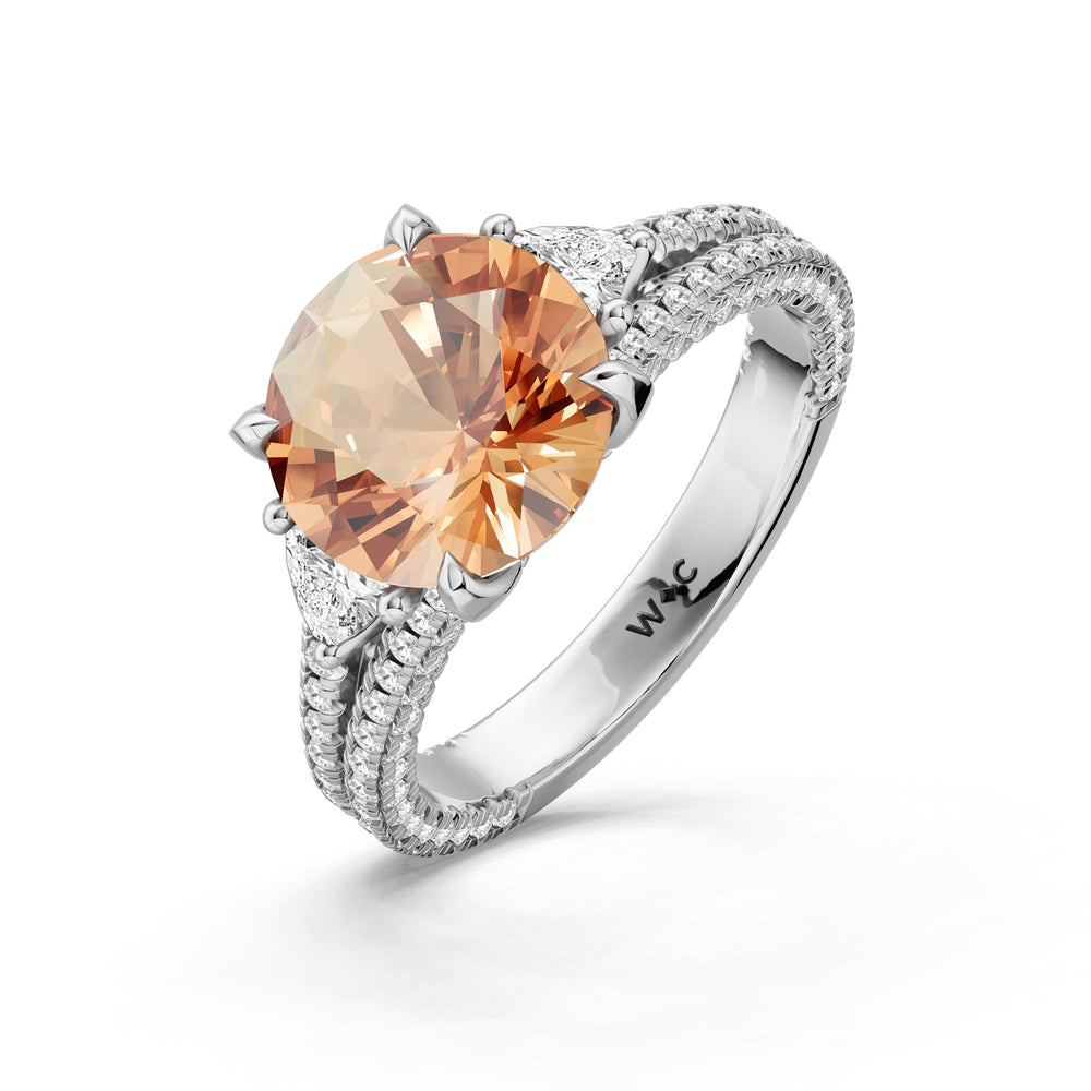The Indigo Ring with Created Morganite Cut Diamond in 14KT Platinum view 3
