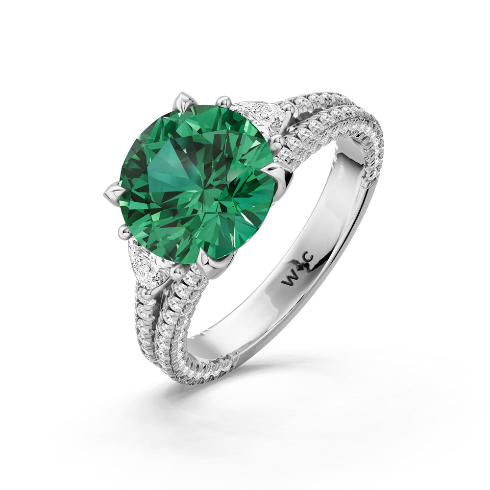 The Indigo Ring with Created Emerald Cut Diamond in 14KT Platinum view 3
