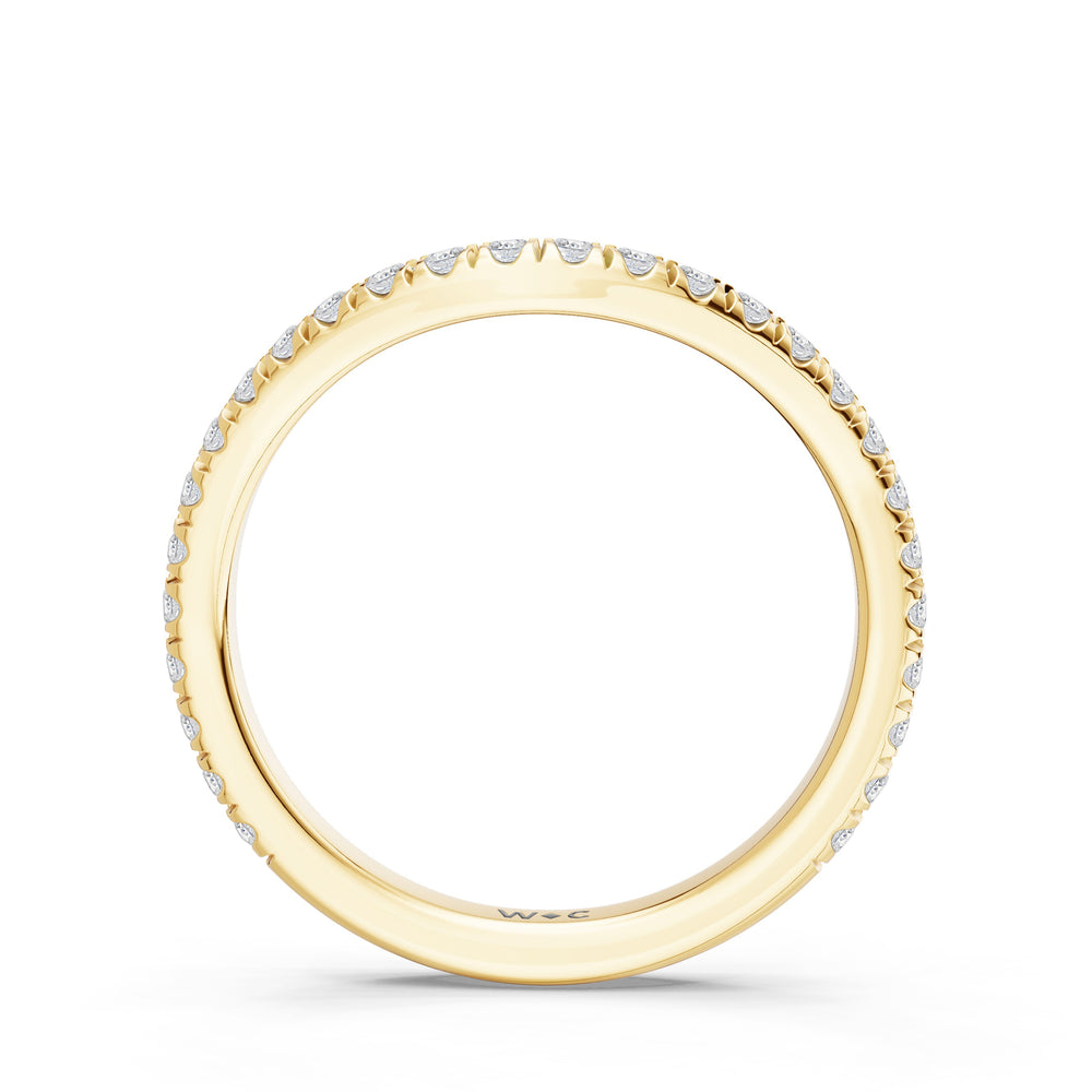 The Viridelle Diamond Wedding Band with Created Blue Sapphire Cut Diamond in 14KT Yellow Gold view 2
