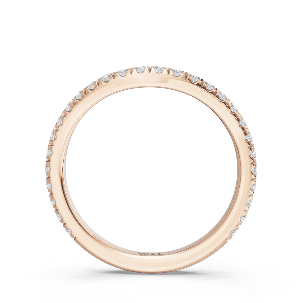 The Viridelle Diamond Wedding Band with Created Emerald Cut Diamond in 14KT Rose Gold view 2
