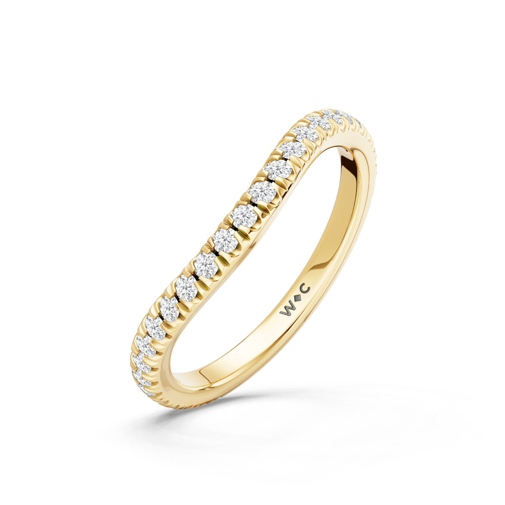 The Viridelle Diamond Wedding Band with Created Emerald Cut Diamond in 14KT Yellow Gold view 4
