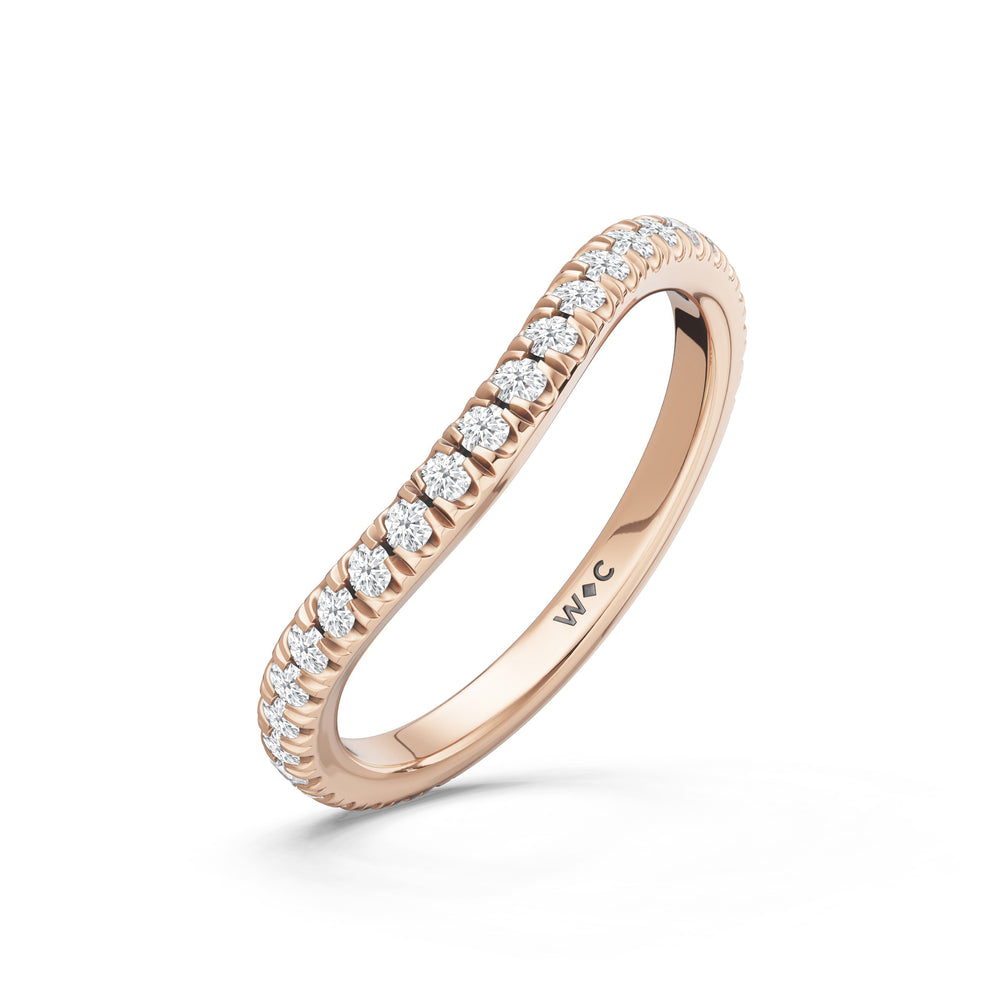 The Viridelle Diamond Wedding Band with Created Emerald Cut Diamond in 14KT Rose Gold view 4
