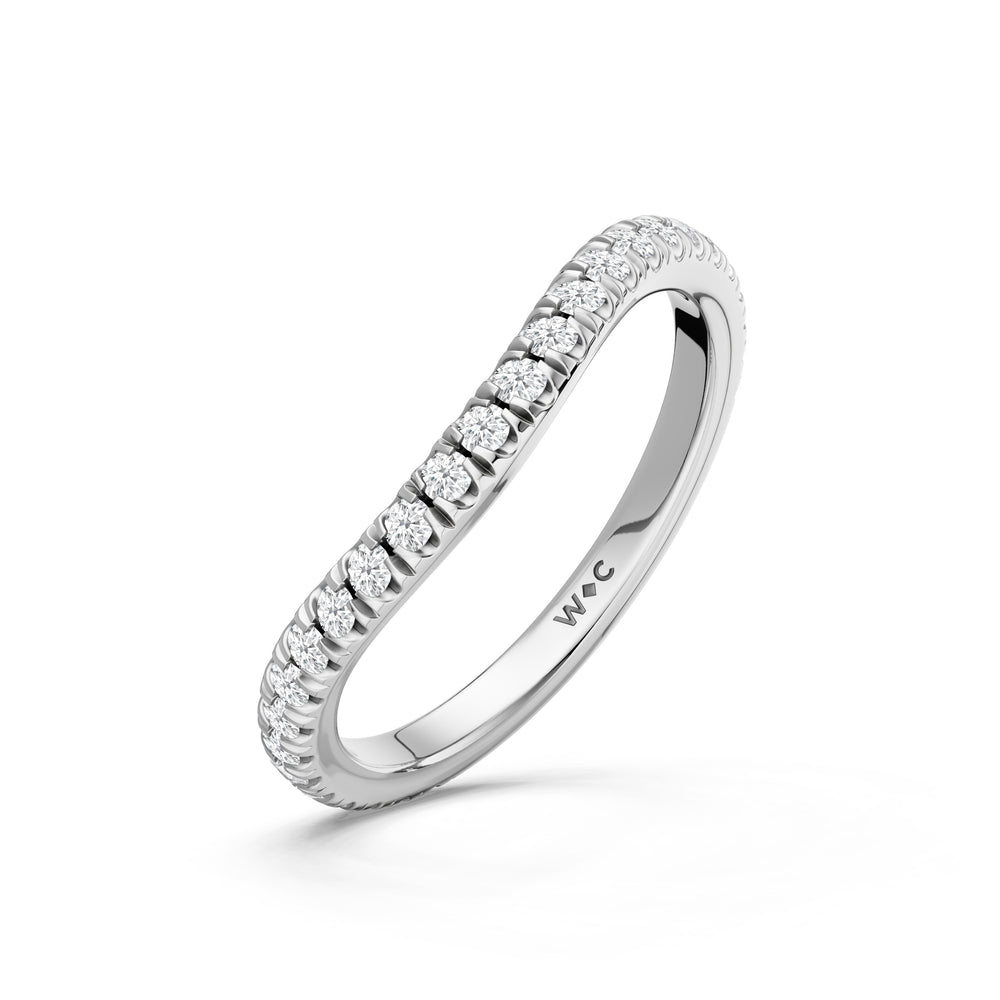 The Viridelle Diamond Wedding Band with Created London Blue Topaz Cut Diamond in 14KT Platinum view 4
