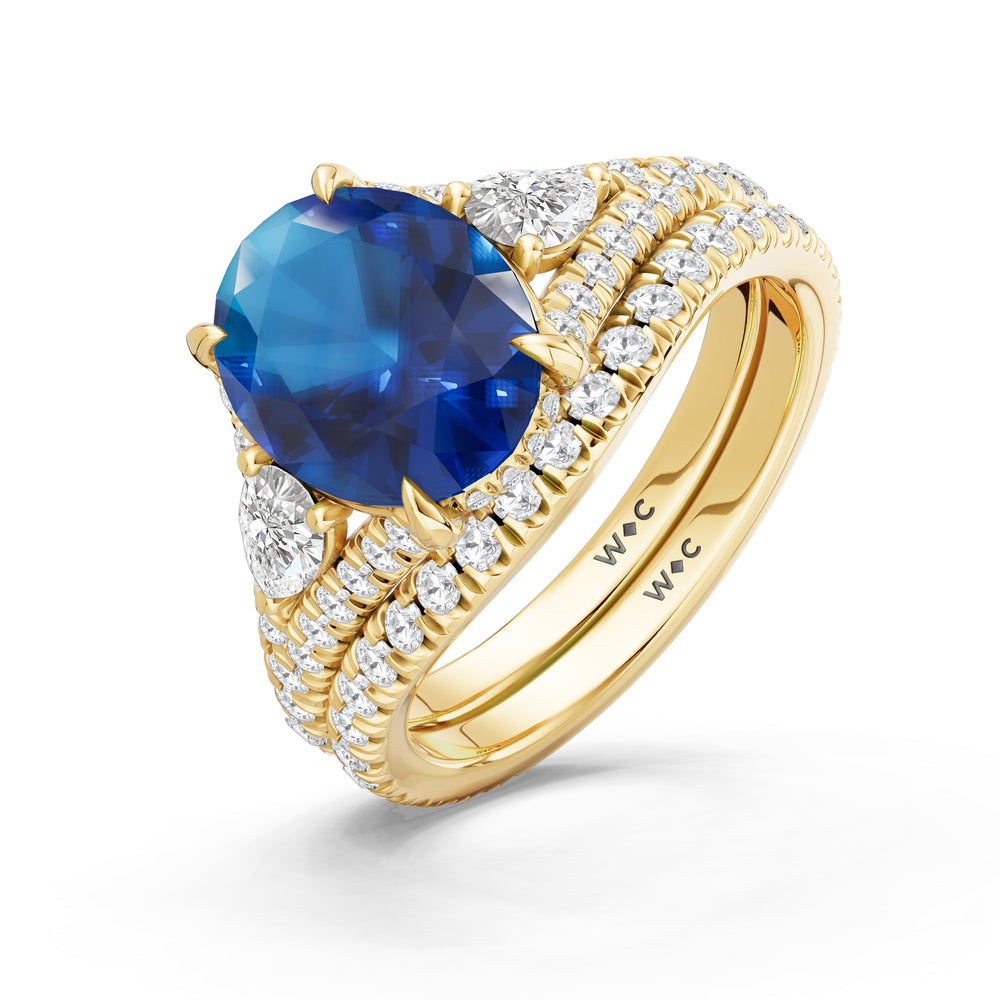 The Viridelle Ring with Created Blue Sapphire Cut Diamond in 14KT Yellow Gold view 4
